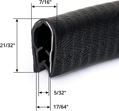 U-Shape Edge Trim, 10 Feet Weather Stripping Car Door Edge Protector, Flexible Push-On Rubber Guard for 1/4" V1258-DP02-B-2964