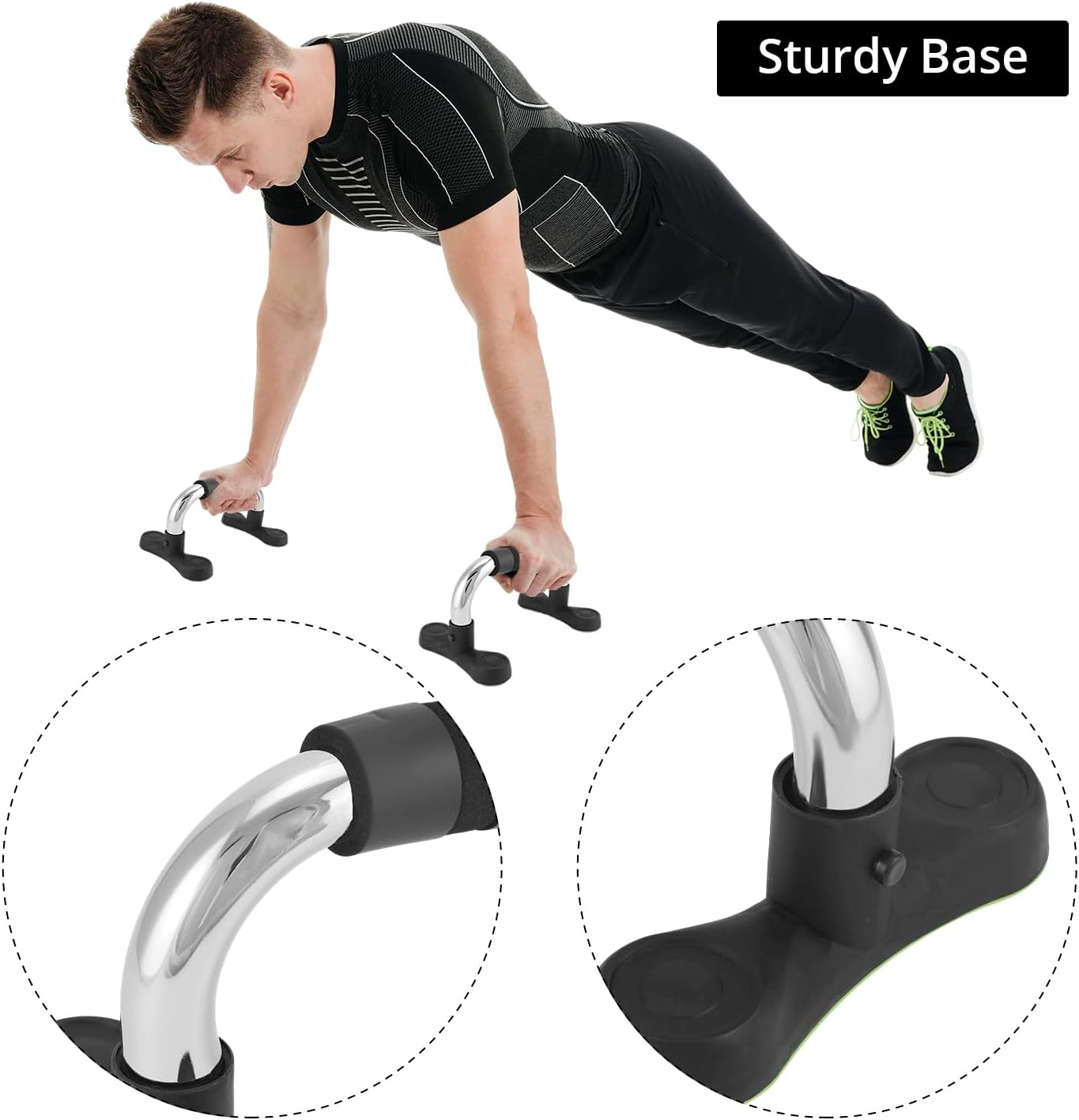 Steel Push Up Handles for Floor, Portable Push Up Stands with Non-Slip Grip, Angled Incline V1258-DP02-B-2967