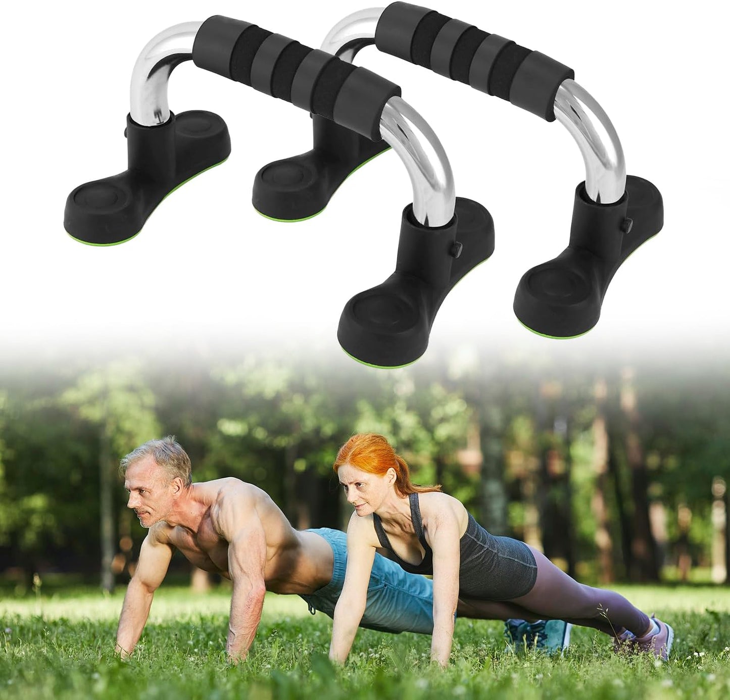 Steel Push Up Handles for Floor, Portable Push Up Stands with Non-Slip Grip, Angled Incline V1258-DP02-B-2967