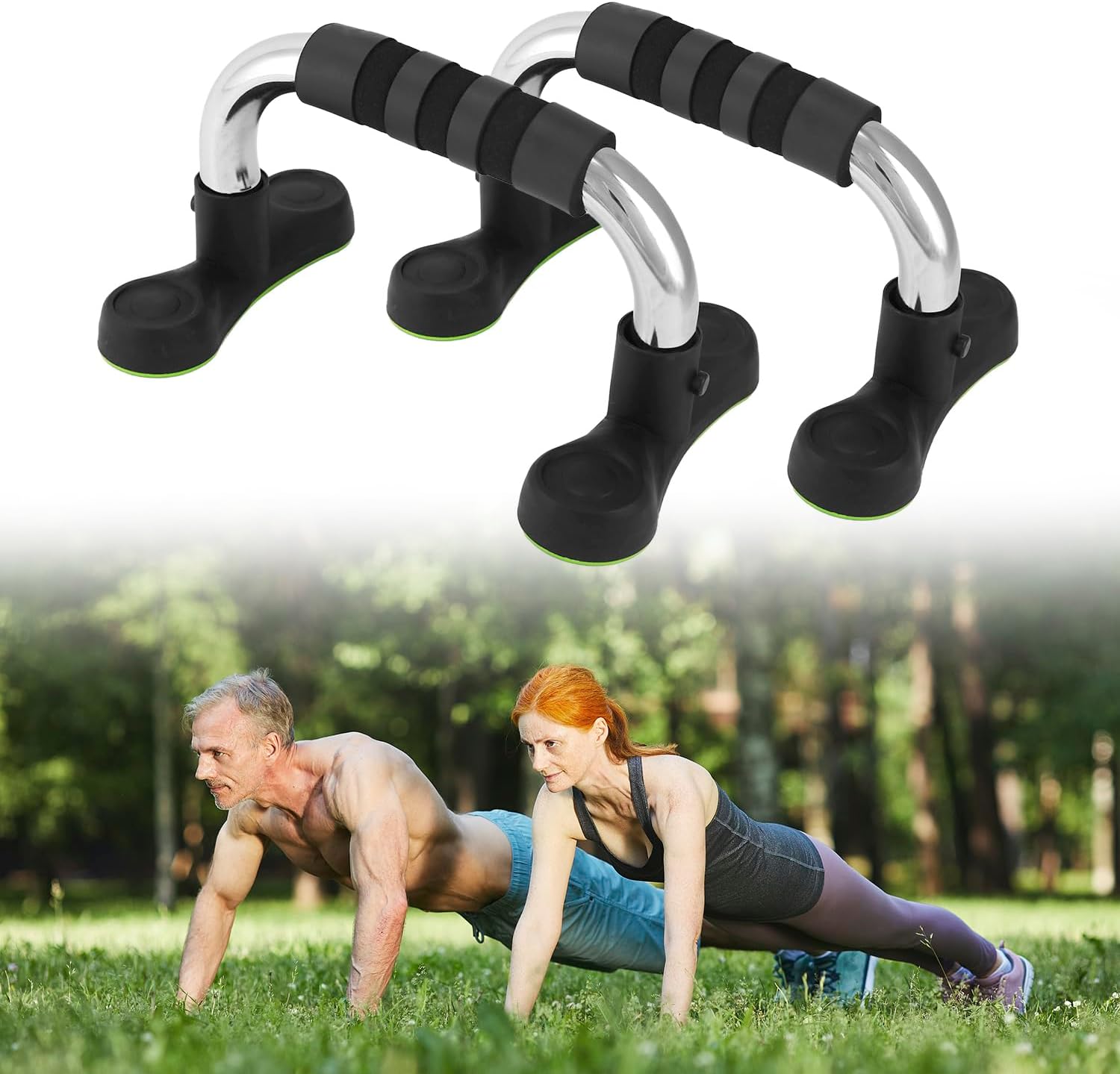 Steel Push Up Handles for Floor, Portable Push Up Stands with Non-Slip Grip, Angled Incline V1258-DP02-B-2967