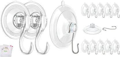 2 Pcs Large Suction Cup Hooks 12 Pcs Small Suction Cup with Metal Hooks V1258-DP02-B-297