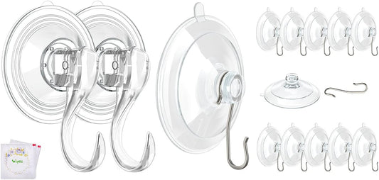 2 Pcs Large Suction Cup Hooks 12 Pcs Small Suction Cup with Metal Hooks V1258-DP02-B-297