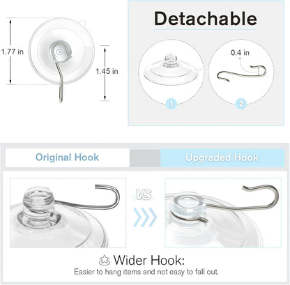 2 Pcs Large Suction Cup Hooks 12 Pcs Small Suction Cup with Metal Hooks V1258-DP02-B-297