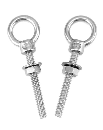 Shoulder Eye Bolts, 10 Pack 316 Stainless Steel Shoulder Threaded Eyebolts- 1/4" x 2" with High Corrosion V1258-DP02-B-2972