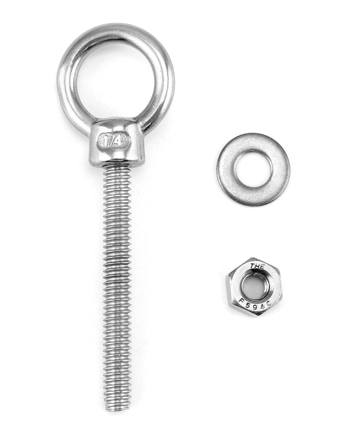 Shoulder Eye Bolts, 10 Pack 316 Stainless Steel Shoulder Threaded Eyebolts- 1/4" x 2" with High Corrosion V1258-DP02-B-2972