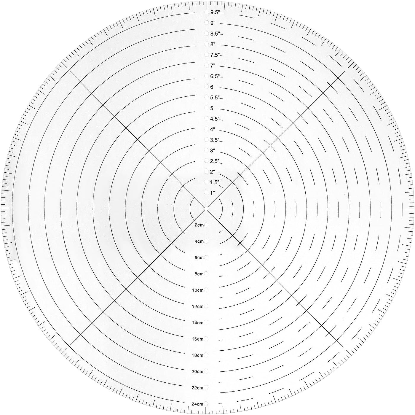 10" Round Center Finder Compass with Clear Acrylic for Precise Circle Marking on Irregular Surfaces, V1258-DP02-B-2975