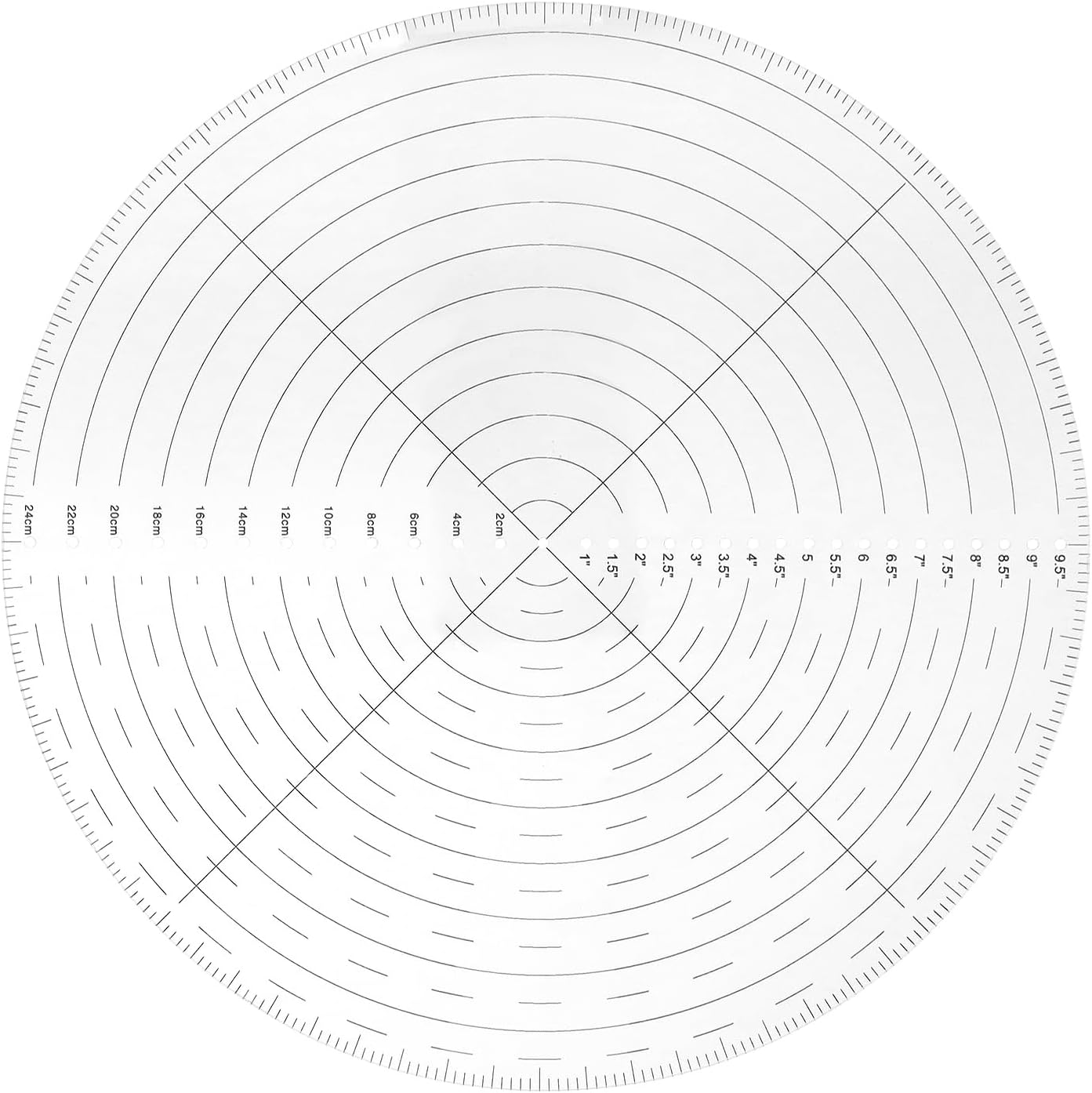 10" Round Center Finder Compass with Clear Acrylic for Precise Circle Marking on Irregular Surfaces, V1258-DP02-B-2975