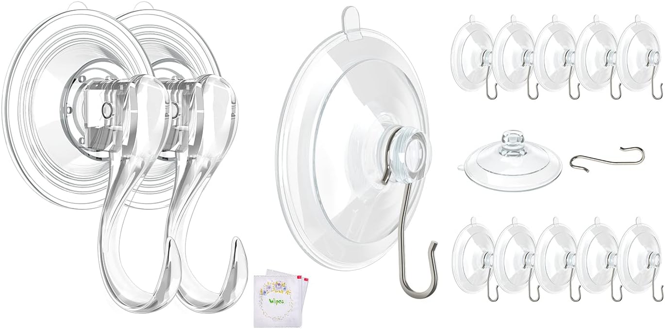 2 Pcs Small Suction Cup Hooks and 12 Pcs Small Suction Cup with Metal Hooks V1258-DP02-B-298