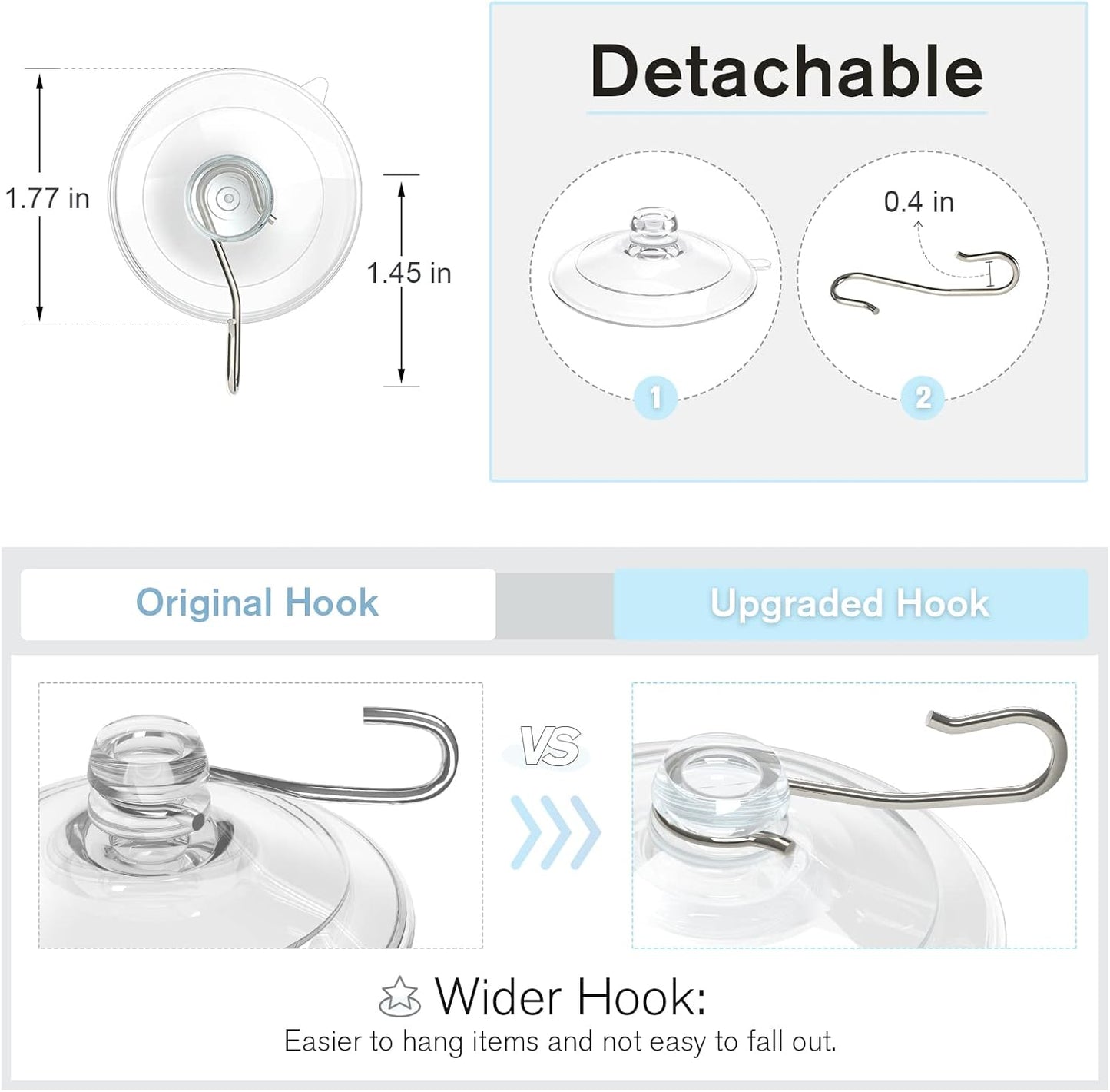 2 Pcs Small Suction Cup Hooks and 12 Pcs Small Suction Cup with Metal Hooks V1258-DP02-B-298