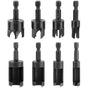 Wood Plug Cutter Drill Bit Set, 8Pcs, Includes 1/4", 5/16", 3/8", 1/2" Sizes, 1/4 Inch Hex Shank V1258-DP02-B-2982