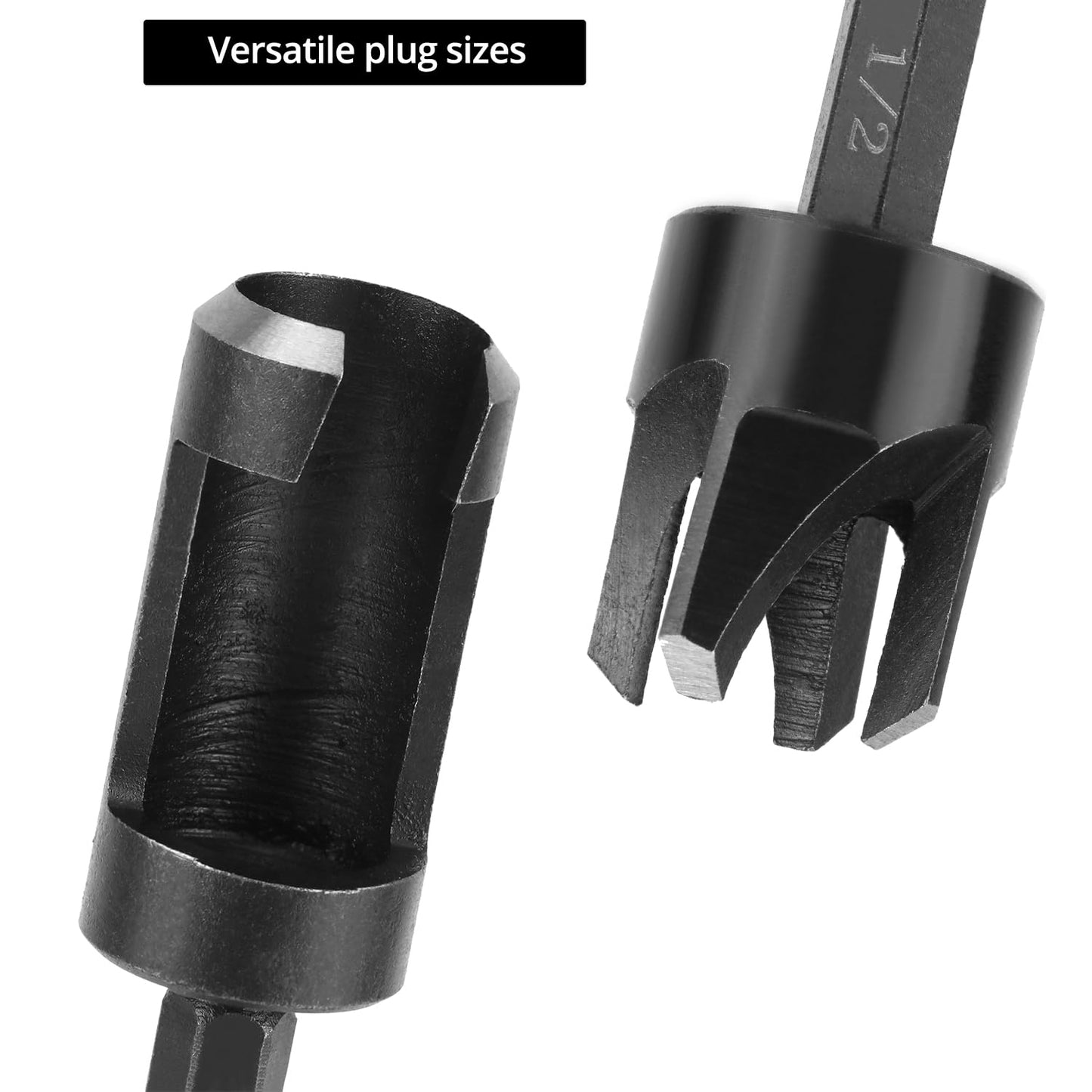 Wood Plug Cutter Drill Bit Set, 8Pcs, Includes 1/4", 5/16", 3/8", 1/2" Sizes, 1/4 Inch Hex Shank V1258-DP02-B-2982