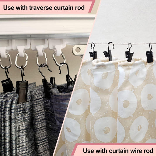 Small Curtain Clips for Hanging - 60 Pack Black Outdoor Light Clips Hooks for Christmas String Lights, V1258-DP02-B-2987