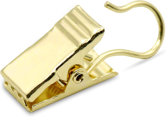 Small Curtain Clips Gold - 100 Pack Stainless Steel Curtain Hooks for Hanging Party String Lights Indoor, Art V1258-DP02-B-2988