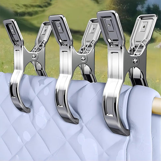 Metal Pool Cover Clips - 10 Pcs Large Beach Towel Chair Clips 5.5 Inch Stainless Steel Clothes Pins Quilt V1258-DP02-B-2991