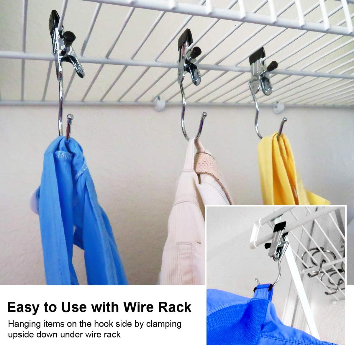 Boot Hanging Clips Hooks - 8 Pcs Boot Hangers Laundry Clips Stainless Steel Clothes Pins for Drying Sock V1258-DP02-B-2996