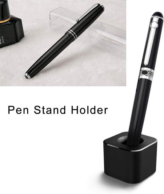 Single Pen Stand Holder, Black Metal Pen Base Stand for Desk Fountain Pen, Toothbrush Brush, Students and V1258-DP02-B-2998