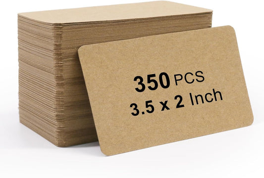 Kraft Blank Business Cards, 350 Pcs Small Manila Message Note Card Paper Tags, 3.5" x 2" Thank You Greeting V1258-DP02-B-2999