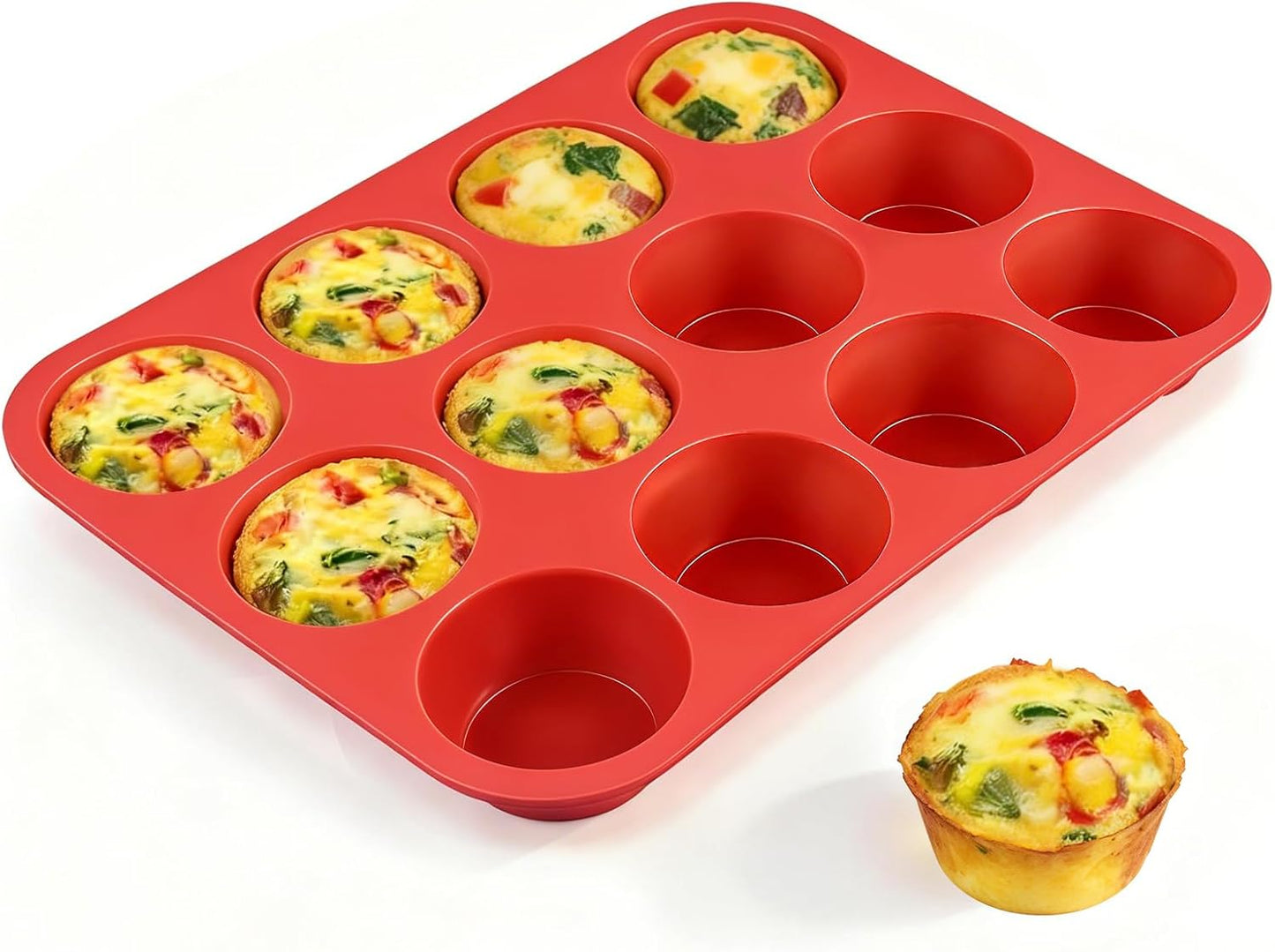 12 Cups Silicone Muffin Pan - Nonstick Cupcake Pan 1 Pack Regular Size Silicone Mold for Baking V1258-DP02-B-3