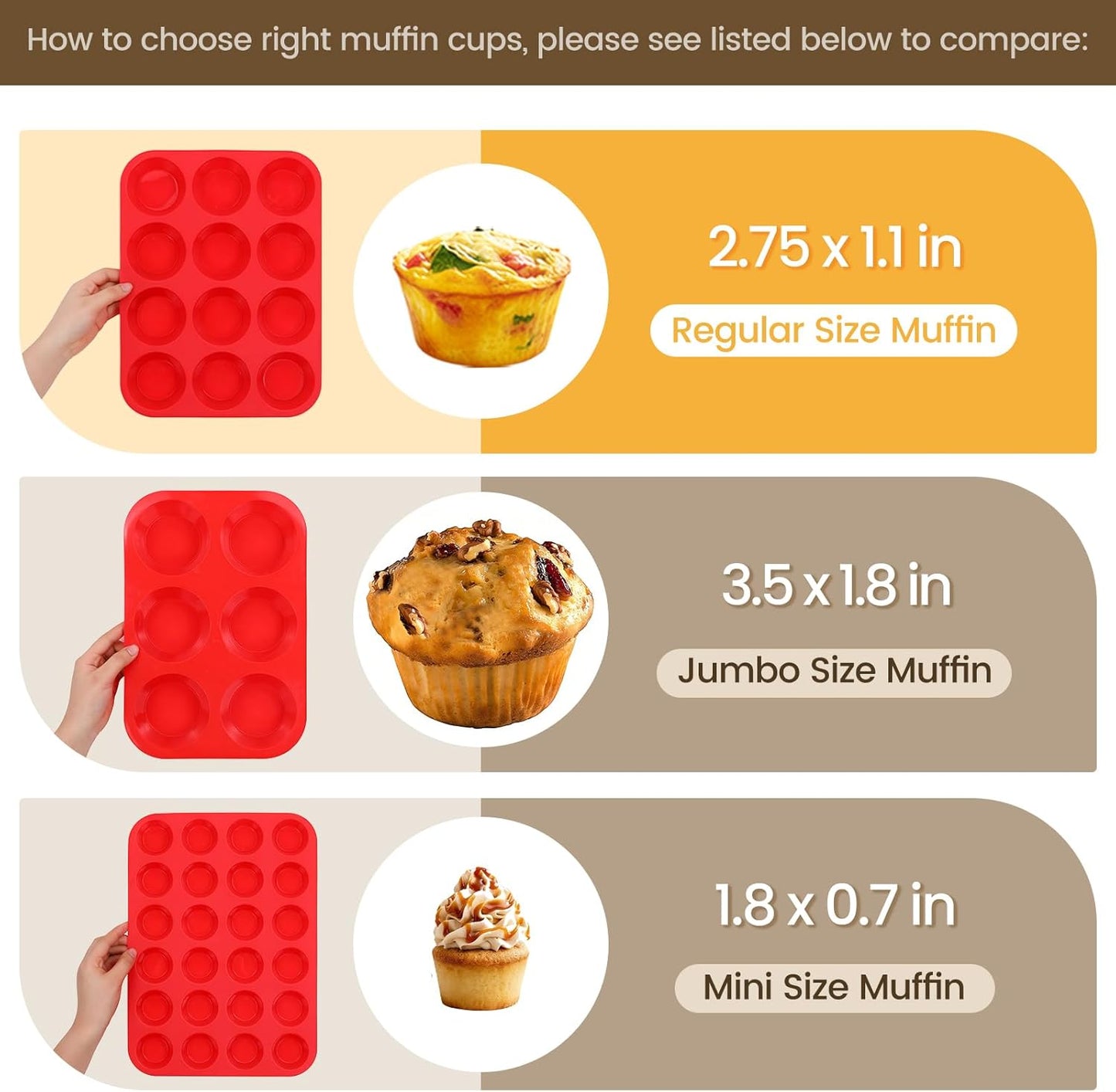 12 Cups Silicone Muffin Pan - Nonstick Cupcake Pan 1 Pack Regular Size Silicone Mold for Baking V1258-DP02-B-3