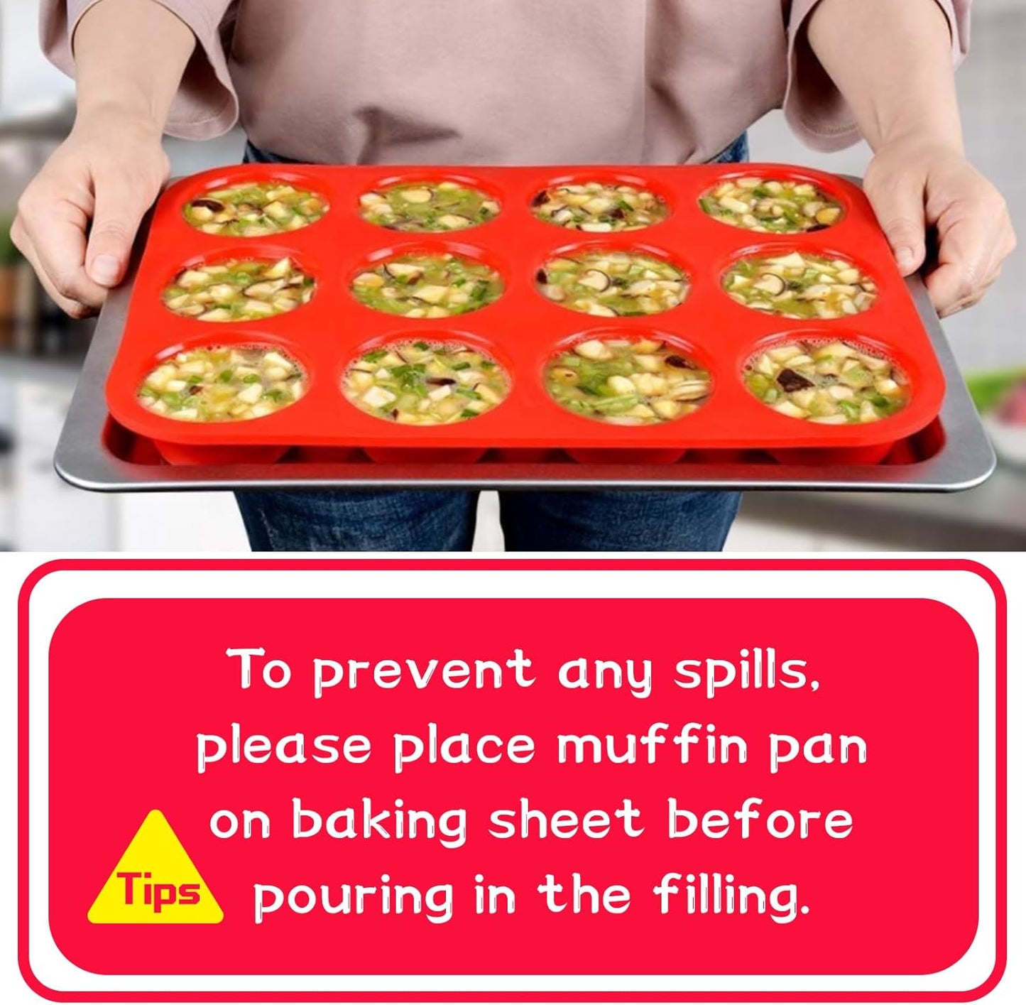 12 Cups Silicone Muffin Pan - Nonstick Cupcake Pan 1 Pack Regular Size Silicone Mold for Baking V1258-DP02-B-3