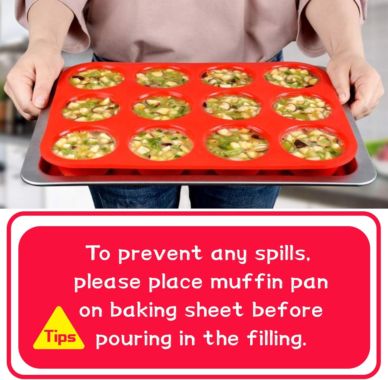 12 Cups Silicone Muffin Pan - Nonstick Cupcake Pan 1 Pack Regular Size Silicone Mold for Baking V1258-DP02-B-3