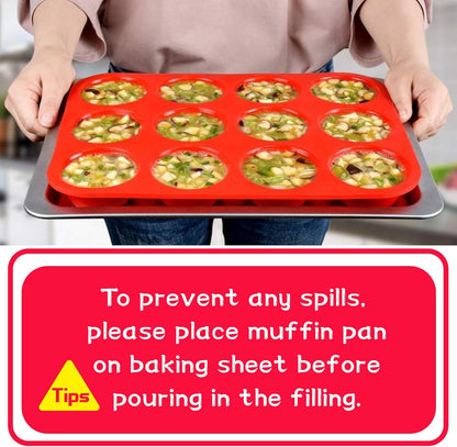 12 Cups Silicone Muffin Pan - Nonstick Cupcake Pan 1 Pack Regular Size Silicone Mold for Baking V1258-DP02-B-3