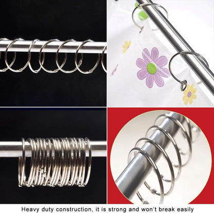 Metal Shower Curtain Rings - 20 Pack 2 Inch Large Silver Round Loop for Hanging Drapes, Easy Open and Close V1258-DP02-B-3003