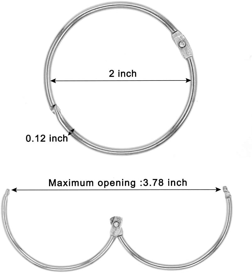 Metal Shower Curtain Rings - 20 Pack 2 Inch Large Silver Round Loop for Hanging Drapes, Easy Open and Close V1258-DP02-B-3003