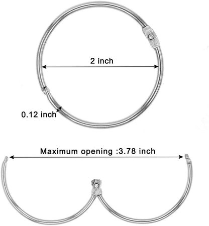Metal Shower Curtain Rings - 20 Pack 2 Inch Large Silver Round Loop for Hanging Drapes, Easy Open and Close V1258-DP02-B-3003