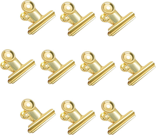 Gold Bull Hinge Paper Clips - 10 Pack 2 Inch Stainless Steel Large Metal Binder Clips for Pictures Photos, V1258-DP02-B-3005