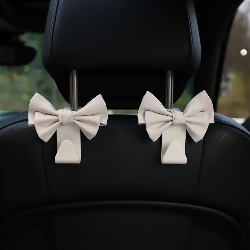 2 Pack Car Purse Hooks, Cute Bow Car Seat Headrest Hook Hanger for Purses and Bags, Space-Saving Car V1258-DP02-B-3010