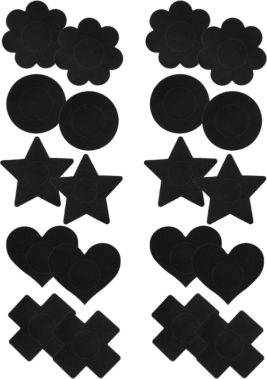 10 Pairs Women Nipple Petals Disposable Bra Pasties Adhesive Round Heart Petals Bra Satin Bra Cover V1258-DP02-B-3014