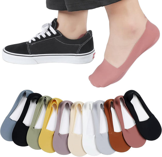 10 Pairs No Show Socks - Women & Men, Low Cut, Liner, Ice Silk, Nonslip, Invisible, Thin V1258-DP02-B-3017