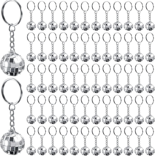 12 Pieces Mini Mirror Disco Ball Keychains Bulk Silver Disco Ball 70s 80s 90s Keychains Accessories Party V1258-DP02-B-3019