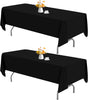 2 Pack 60 x 102 Inch Black Rectangle Tablecloth for 6 Foot Table Washable Reusable Outdoor Polyester Fabric V1258-DP02-B-302