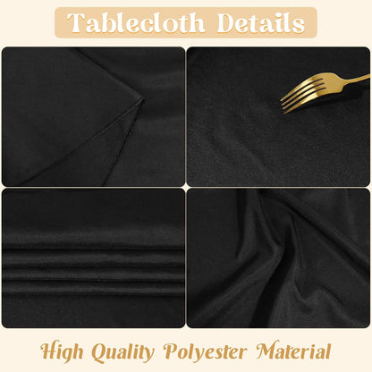 2 Pack 60 x 102 Inch Black Rectangle Tablecloth for 6 Foot Table Washable Reusable Outdoor Polyester Fabric V1258-DP02-B-302