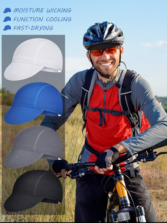 4 Pieces Summer Unisex Cycling Cap Breathable Bicycle Caps Sweat-Absorbing Biking Caps for Women Men Running V1258-DP02-B-3024