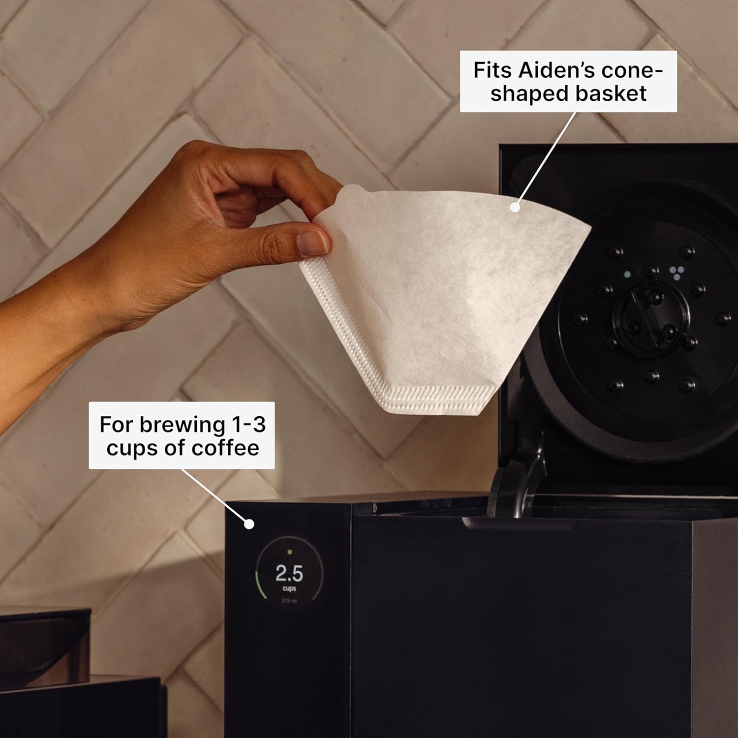 Aiden Cone Single Brew Filters (Set of 40) - polybag V1258-DP02-B-303