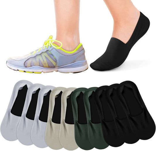 10 Pairs No Show Socks Women Men Low Cut Liner Socks Ice Silk Socks Nonslip Liner Socks Invisible Socks Thin V1258-DP02-B-3031