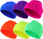 6 Pieces Neon Beanie Hat Acrylic Watch Winter Hat Plain Knit Long Skullcap Fisherman Beanie Unisex, Medium V1258-DP02-B-3034