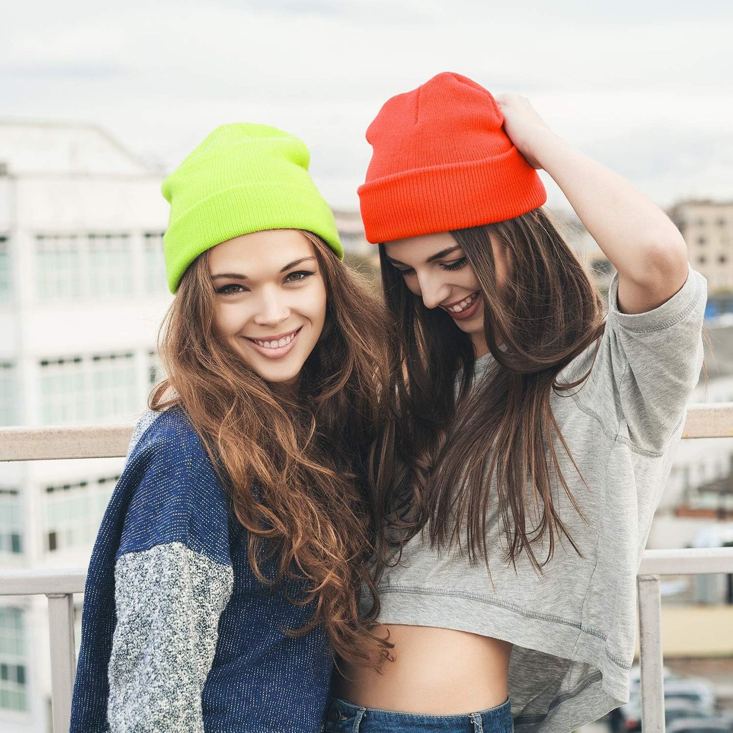 6 Pieces Neon Beanie Hat Acrylic Watch Winter Hat Plain Knit Long Skullcap Fisherman Beanie Unisex, Medium V1258-DP02-B-3034