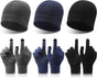 6 PCS Winter Warm Beanie Hat Fleece Cap and Touchscreen Thermal Anti-Slip Gloves V1258-DP02-B-3035