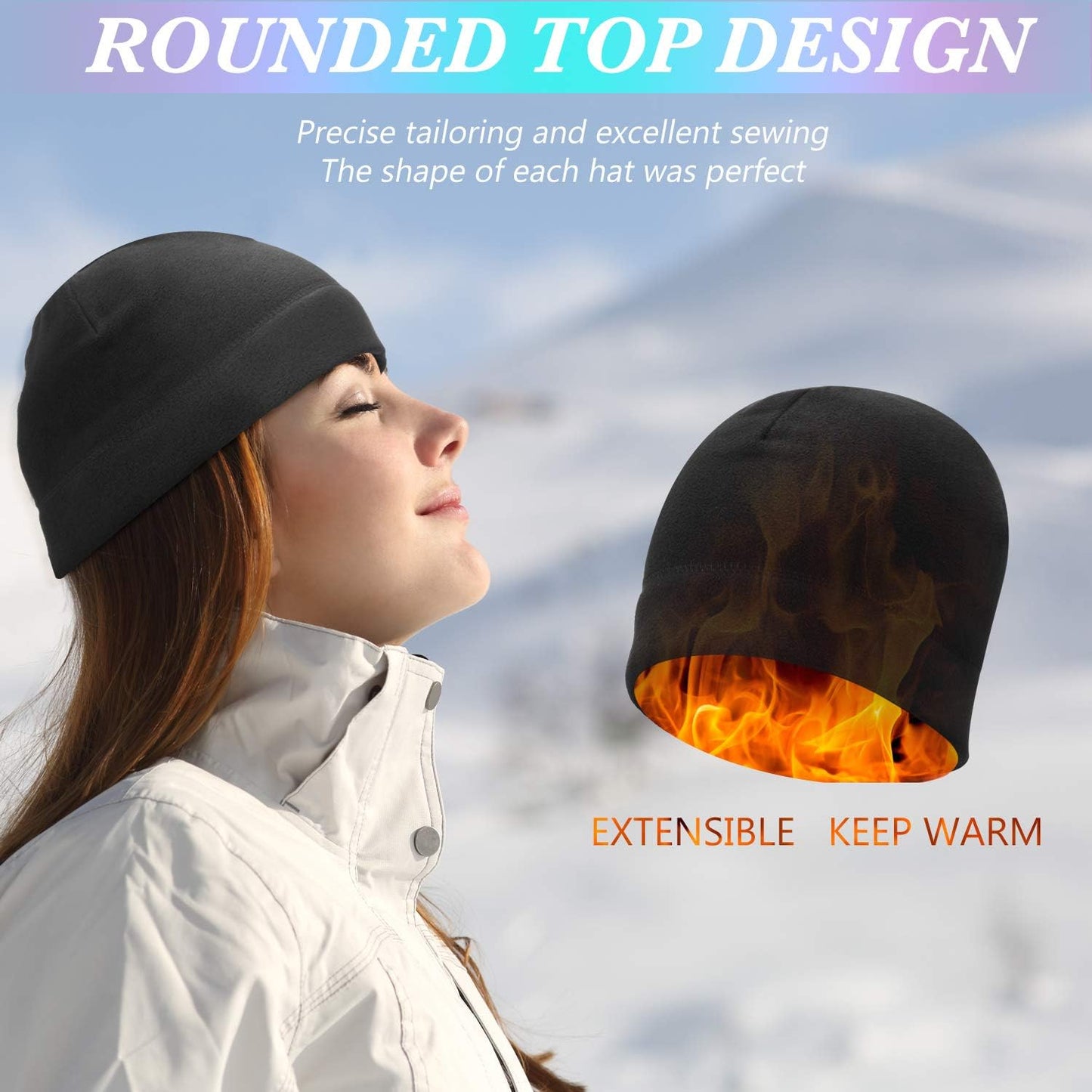 6 PCS Winter Warm Beanie Hat Fleece Cap and Touchscreen Thermal Anti-Slip Gloves V1258-DP02-B-3035