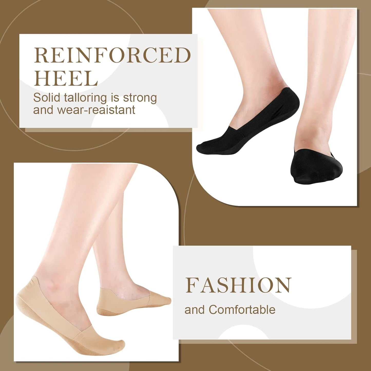Ice Silk No Show Socks - 10 Pairs, Low Cut, Nonslip, Invisible, Thin (Black, Nude) V1258-DP02-B-3041
