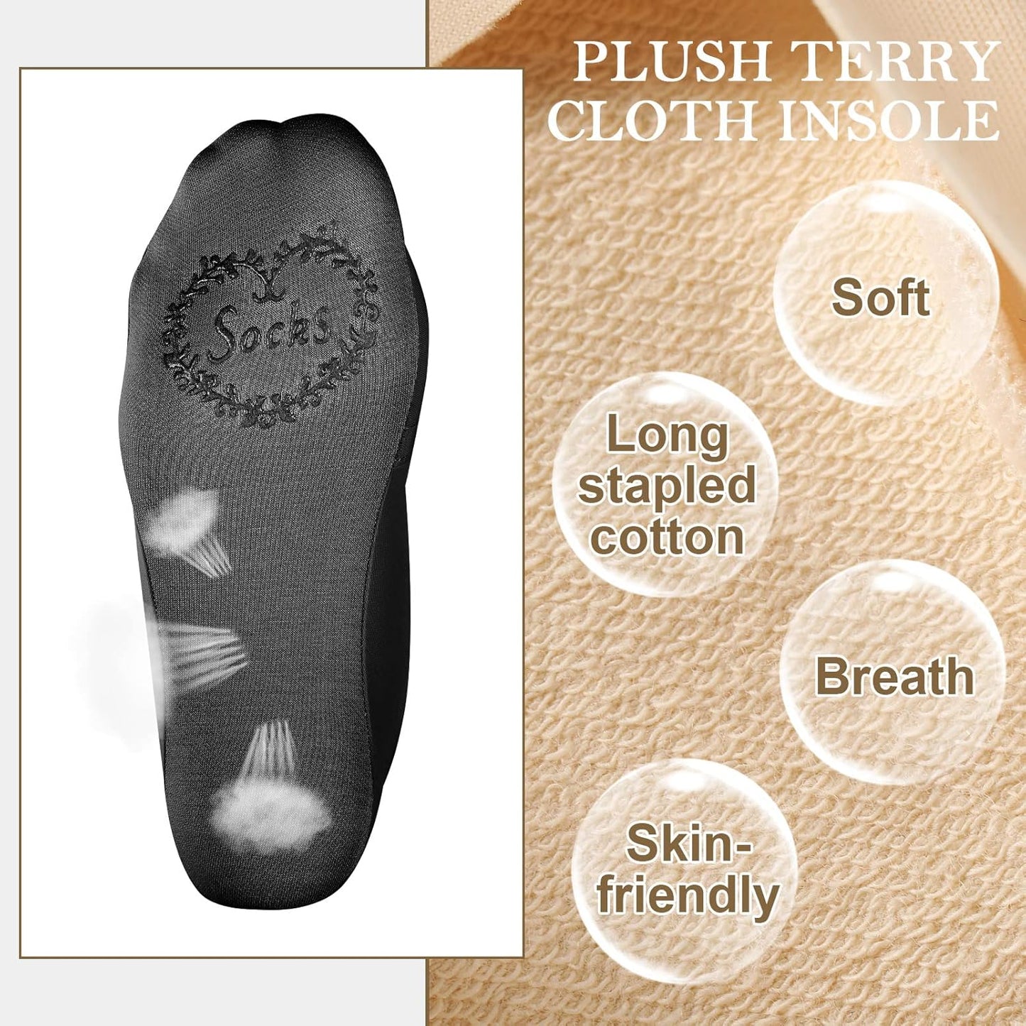 Ice Silk No Show Socks - 10 Pairs, Low Cut, Nonslip, Invisible, Thin (Black, Nude) V1258-DP02-B-3041