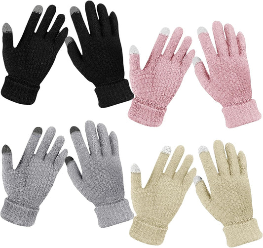 Winter Touchscreen Gloves Warm Knitted Gloves Fleece Lined Gloves Elastic Cuff Winter Texting Gloves for V1258-DP02-B-3042