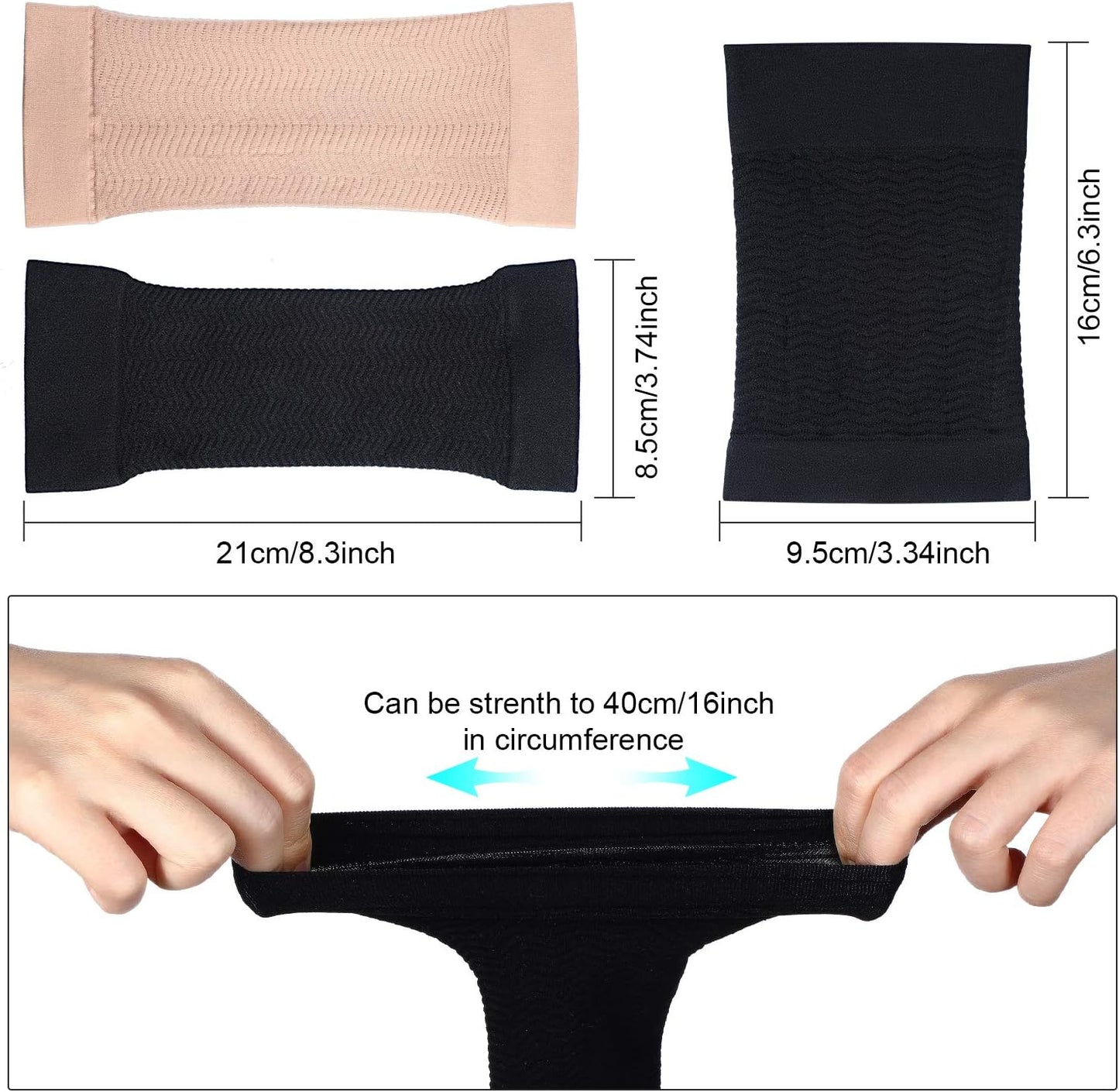 2 Pair Arm Sleeves for Plus Size Women, Slim Upper Arm Compression Shapers Wraps, 1 Pair Calf Compression V1258-DP02-B-3047