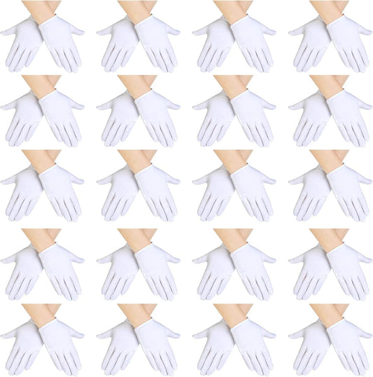 20 Pairs White Gloves Kids Cosplay Costume Cotton Girls Boys Wrist Formal for Halloween Party V1258-DP02-B-3050