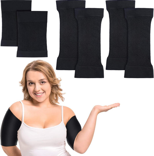 2 Pairs Women Arm Shapers Plus Size Slimming Compression Sleeve Slim Upper Flabby Arm Wrap and 1 Pair Calf V1258-DP02-B-3051