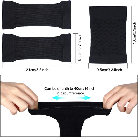 2 Pairs Women Arm Shapers Plus Size Slimming Compression Sleeve Slim Upper Flabby Arm Wrap and 1 Pair Calf V1258-DP02-B-3051